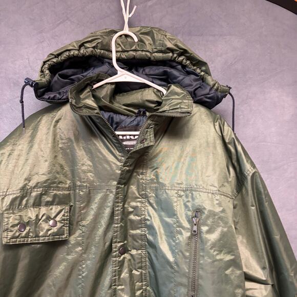 Mossi Racing Parka Jacket Hooded Quilted Shiny Full Zip Winter Athletic Perform - Picture 7 of 15